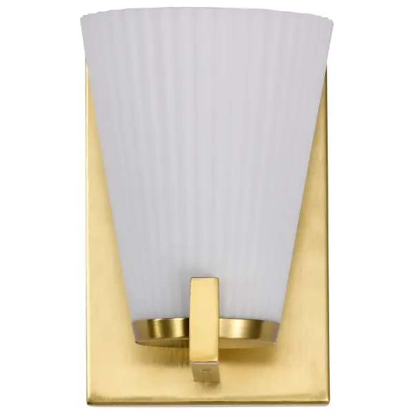 Royale 1-Light Vanity in Burnished Brass with Ribbed White Glass - Image 5