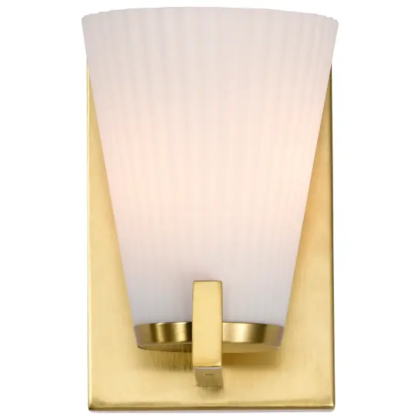Royale 1-Light Vanity in Burnished Brass with Ribbed White Glass - Image 6