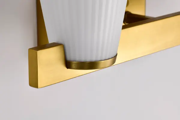 Royale 2-Light Vanity in Burnished Brass with Ribbed White Glass - Image 11