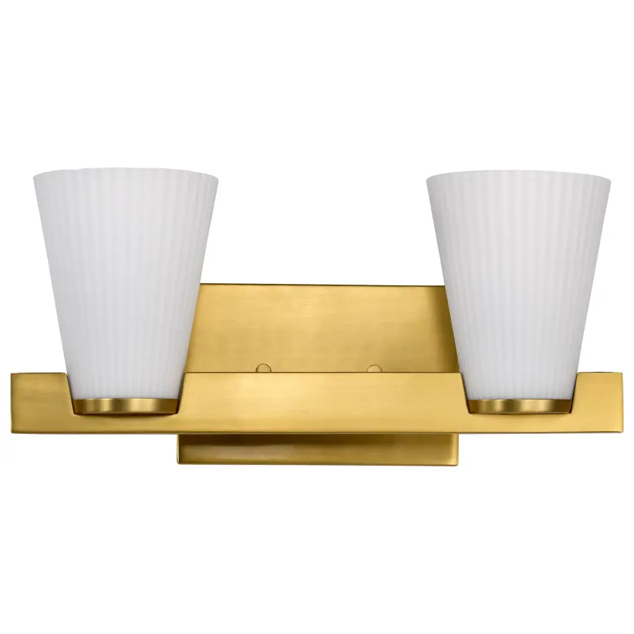 Royale 2-Light Vanity in Burnished Brass with Ribbed White Glass - Image 5
