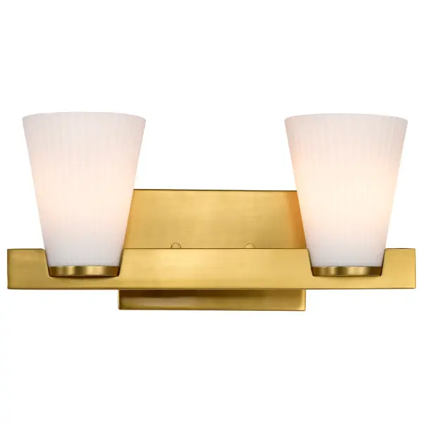 Royale 2-Light Vanity in Burnished Brass with Ribbed White Glass - Image 6