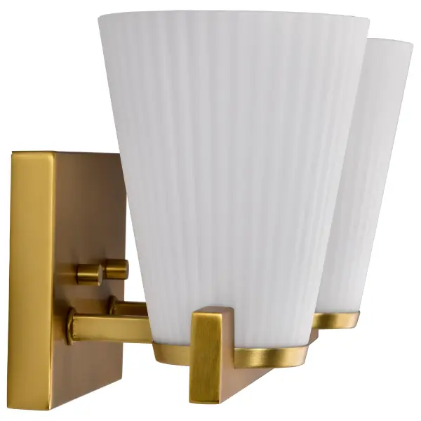 Royale 2-Light Vanity in Burnished Brass with Ribbed White Glass - Image 7