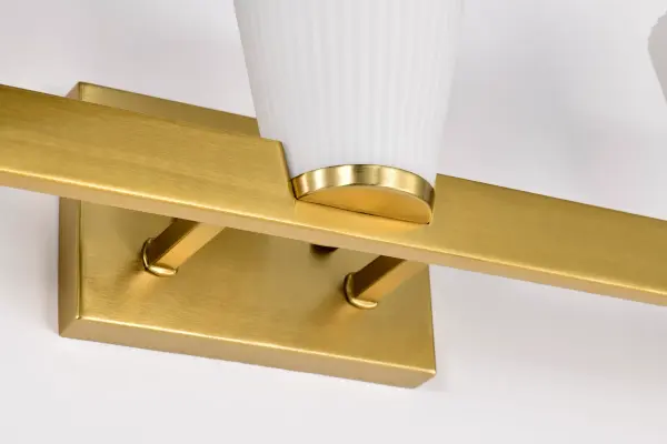 Royale 3-Light Vanity in Burnished Brass with Ribbed White Glass - Image 14