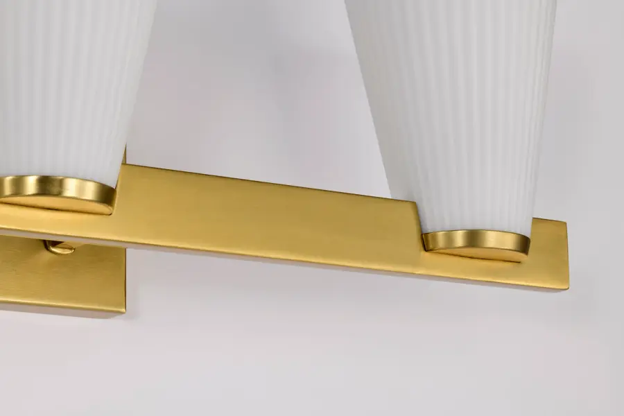 Royale 3-Light Vanity in Burnished Brass with Ribbed White Glass - Image 15