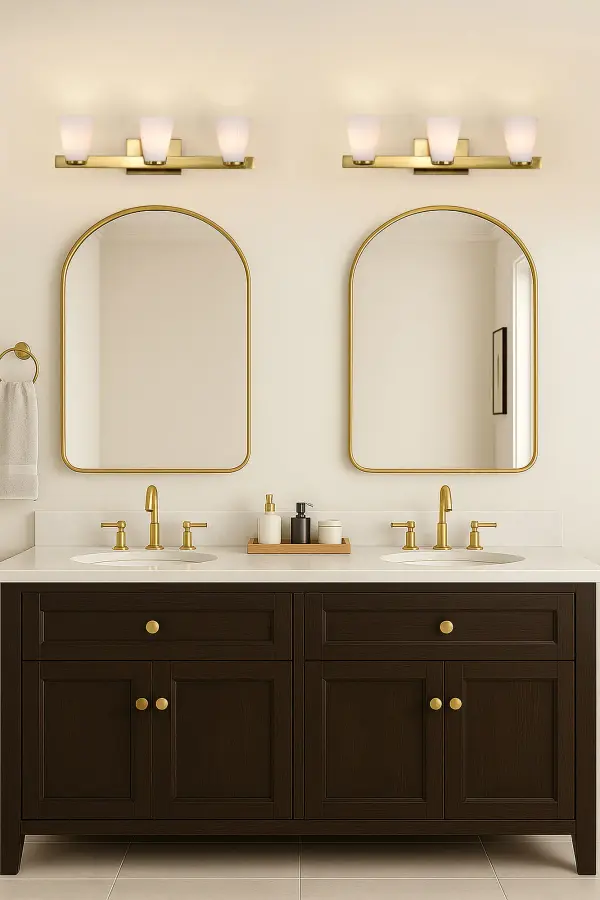 Royale 3-Light Vanity in Burnished Brass with Ribbed White Glass - Image 20
