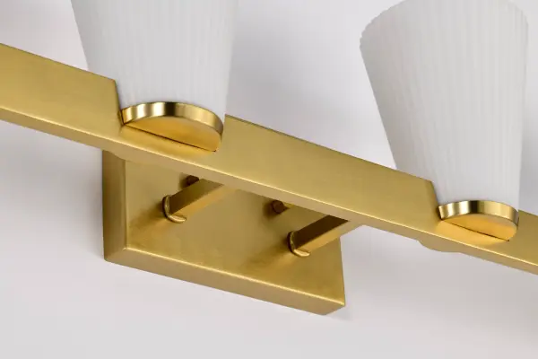 Royale 4-Light Vanity in Burnished Brass with Ribbed White Glass - Image 13