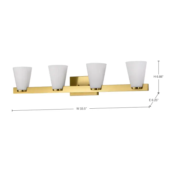 Royale 4-Light Vanity in Burnished Brass with Ribbed White Glass - Image 17