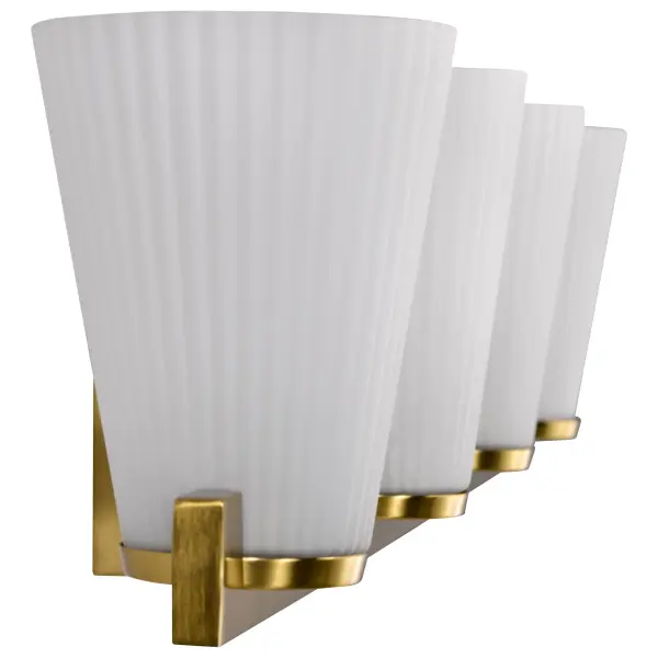 Royale 4-Light Vanity in Burnished Brass with Ribbed White Glass - Image 7