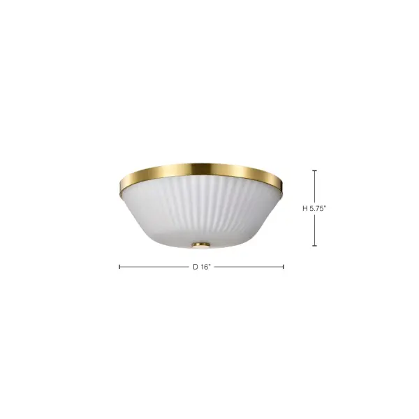 Royale 3-Light Flush Mount in Burnished Brass with Ribbed White Glass - Image 11