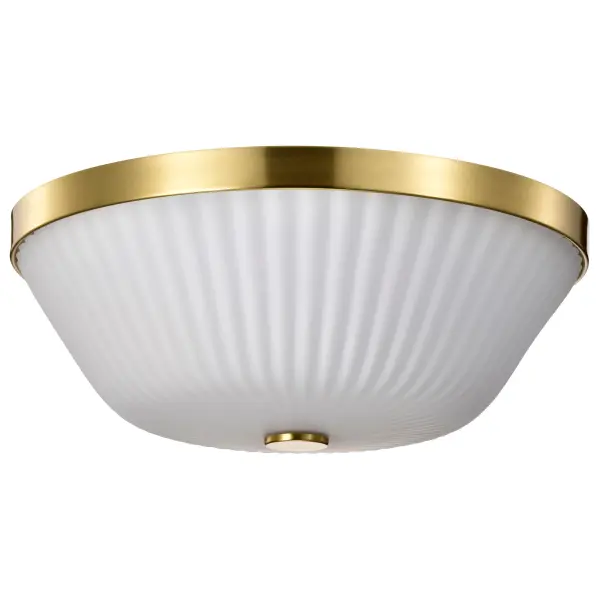 Royale 3-Light Flush Mount in Burnished Brass with Ribbed White Glass - Image 3