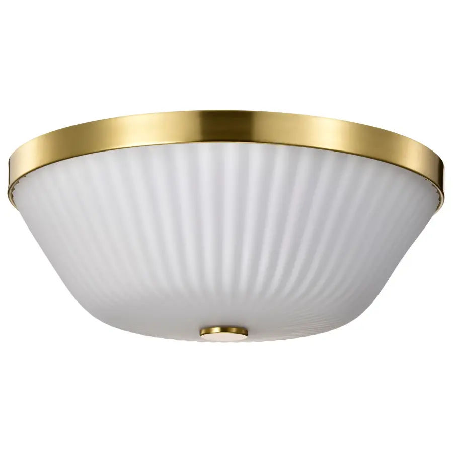 Royale 3-Light Flush Mount in Burnished Brass with Ribbed White Glass - Image 3