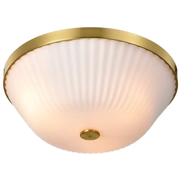 Royale 3-Light Flush Mount in Burnished Brass with Ribbed White Glass - Image 6