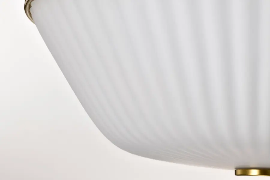Royale 3-Light Flush Mount in Burnished Brass with Ribbed White Glass - Image 9