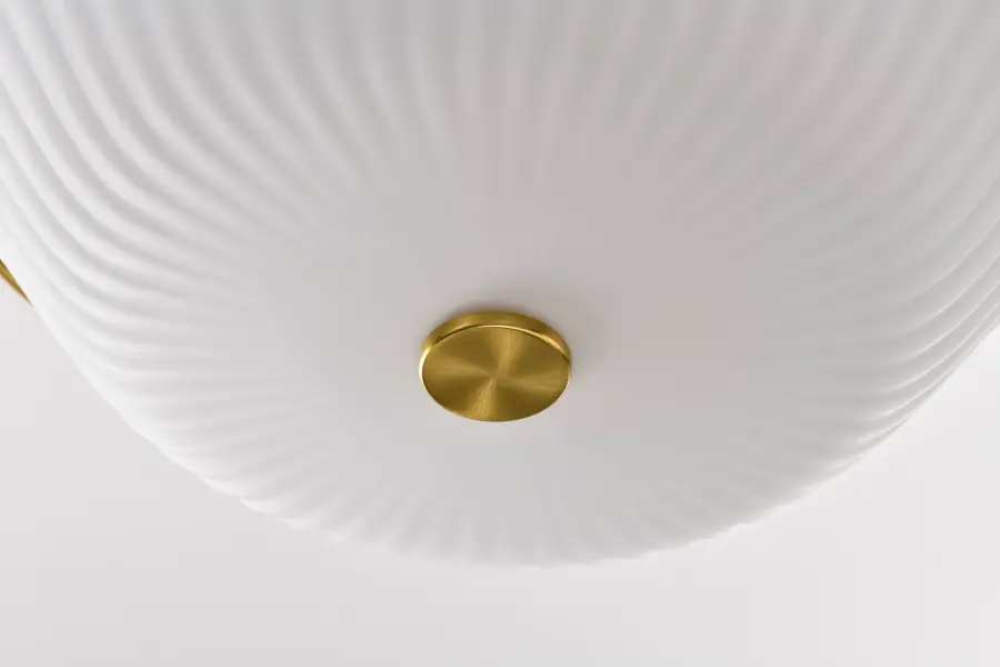 Royale 3-Light Flush Mount in Burnished Brass with Ribbed White Glass - Image 10