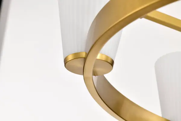 Royale 6-Light Chandelier in Burnished Brass with Ribbed White Glass - Image 16