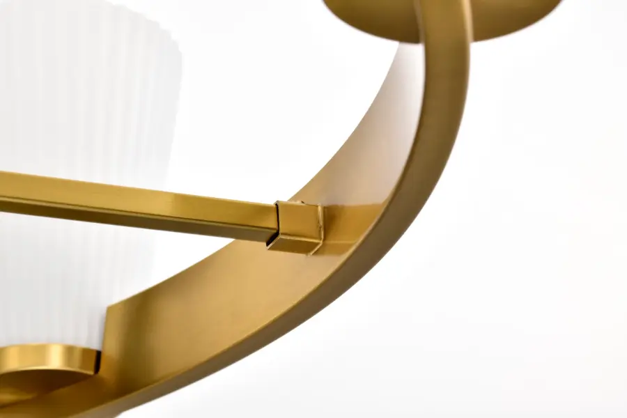 Royale 6-Light Chandelier in Burnished Brass with Ribbed White Glass - Image 9