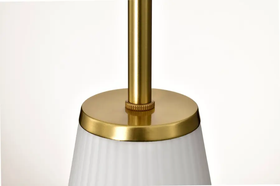 Royale Mini Pendant in Burnished Brass with Ribbed White Glass - Image 8