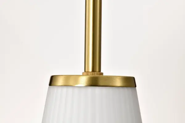 Royale Mini Pendant in Burnished Brass with Ribbed White Glass - Image 10
