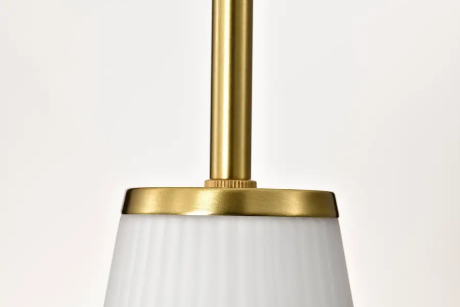 Royale Mini Pendant in Burnished Brass with Ribbed White Glass - Image 10