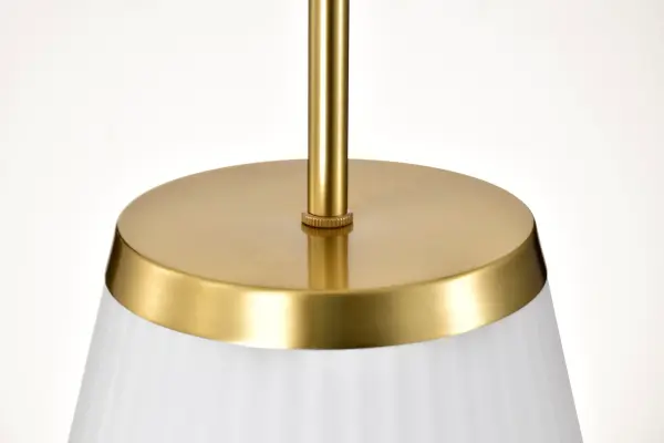 Royale Large Pendant in Burnished Brass with Ribbed White Glass - Image 12