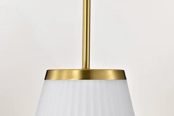 Royale Large Pendant in Burnished Brass with Ribbed White Glass - Image 8
