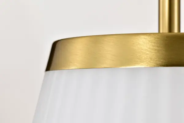 Royale Large Pendant in Burnished Brass with Ribbed White Glass - Image 10