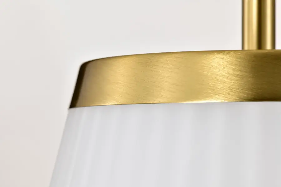 Royale Large Pendant in Burnished Brass with Ribbed White Glass - Image 10