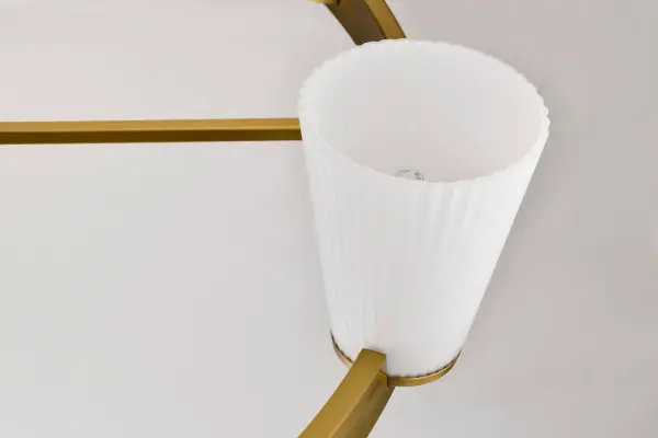 Royale 8-Light Chandelier in Burnished Brass with Ribbed White Glass - Image 12