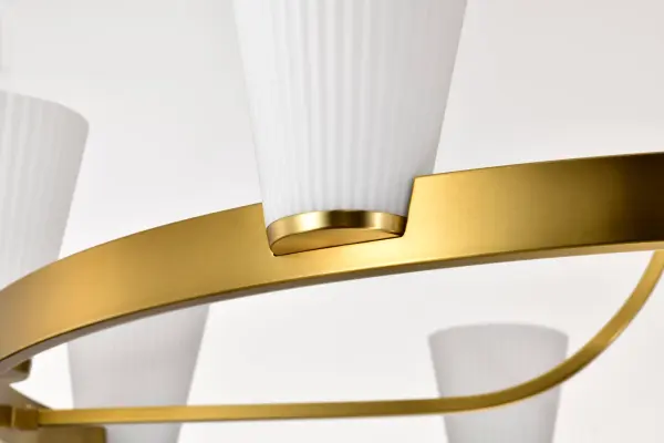 Royale 8-Light Chandelier in Burnished Brass with Ribbed White Glass - Image 10