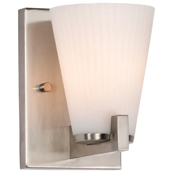 Royale 1-Light Vanity in Brushed Nickel with Ribbed White Glass - Image 2