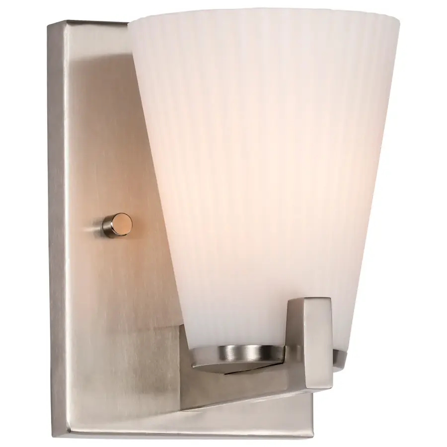 Royale 1-Light Vanity in Brushed Nickel with Ribbed White Glass - Image 2