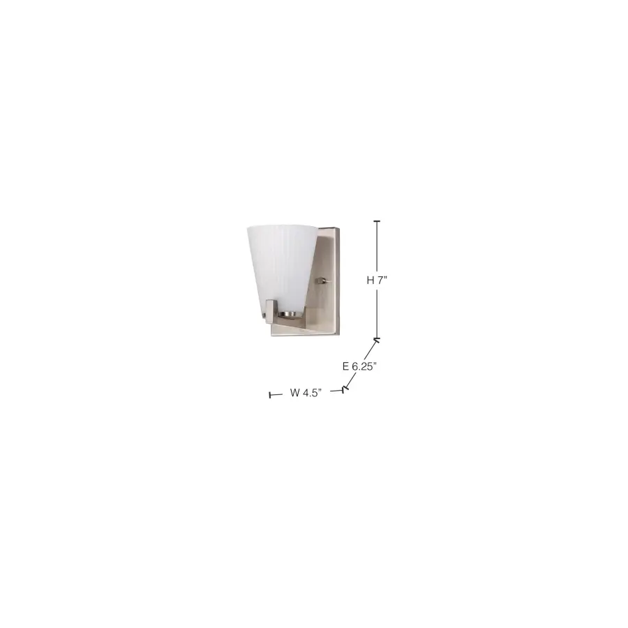 Royale 1-Light Vanity in Brushed Nickel with Ribbed White Glass - Image 15