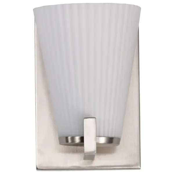 Royale 1-Light Vanity in Brushed Nickel with Ribbed White Glass - Image 5