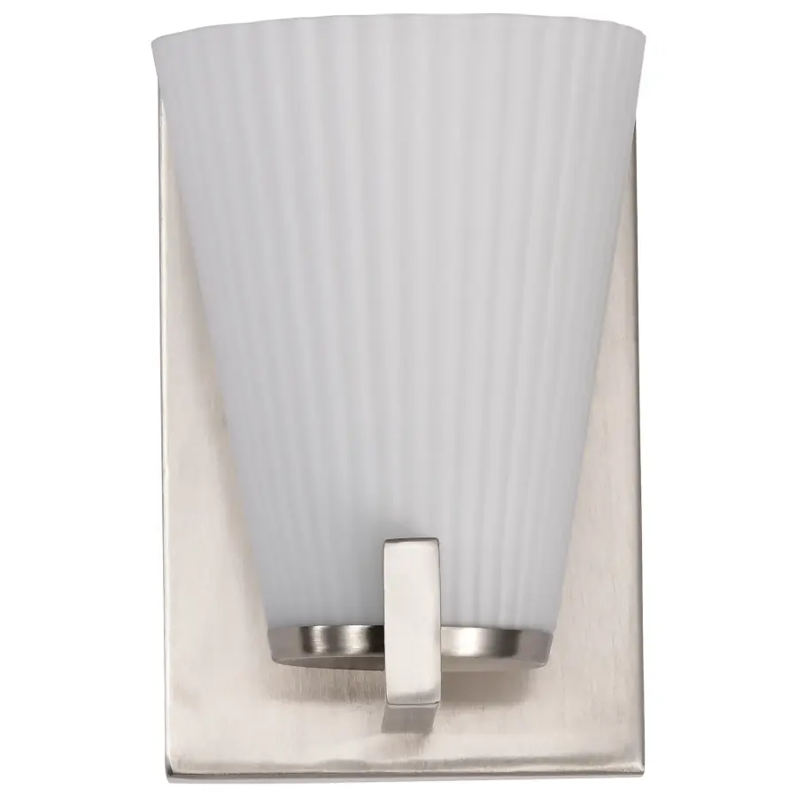 Royale 1-Light Vanity in Brushed Nickel with Ribbed White Glass - Image 5