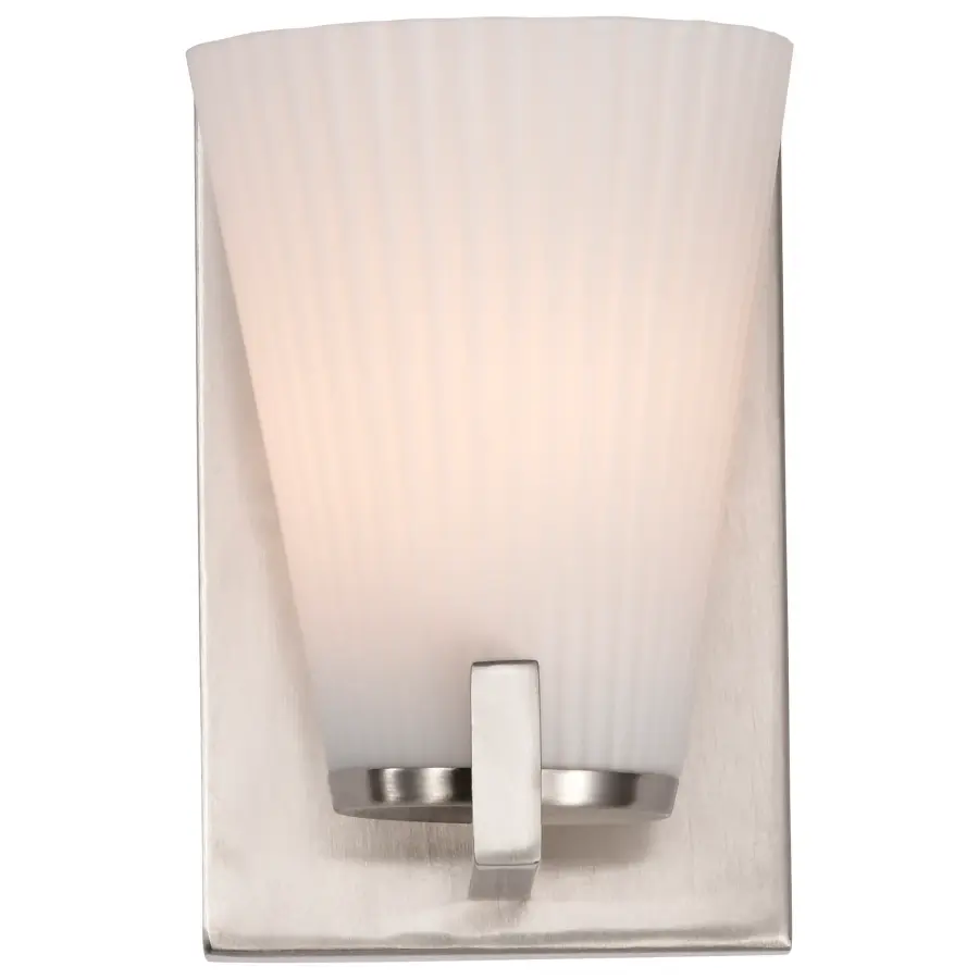 Royale 1-Light Vanity in Brushed Nickel with Ribbed White Glass - Image 6
