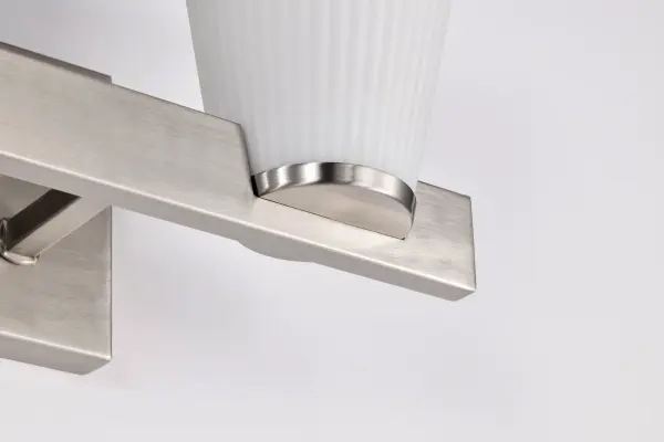 Royale 2-Light Vanity in Brushed Nickel with Ribbed White Glass - Image 12