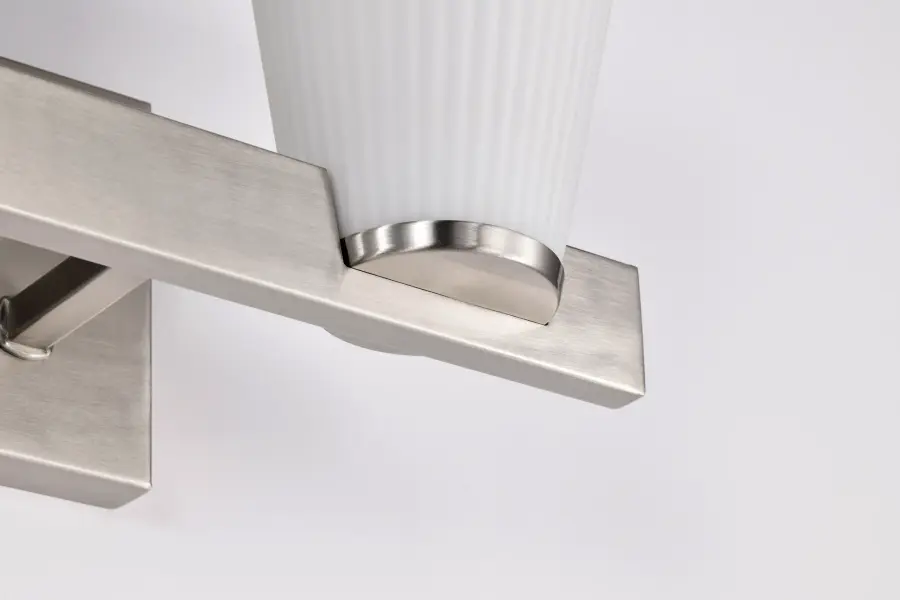 Royale 2-Light Vanity in Brushed Nickel with Ribbed White Glass - Image 12