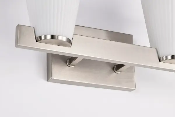 Royale 2-Light Vanity in Brushed Nickel with Ribbed White Glass - Image 13