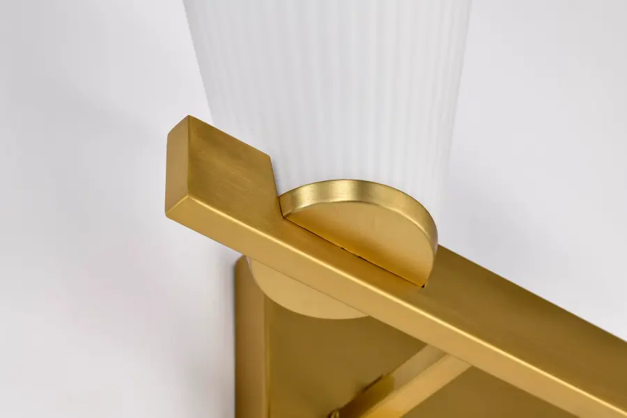 Royale 2-Light Vanity in Brushed Nickel with Ribbed White Glass - Image 14