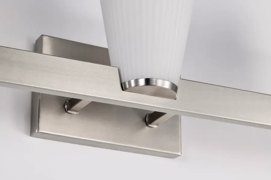 Royale 3-Light Vanity in Brushed Nickel with Ribbed White Glass - Image 14