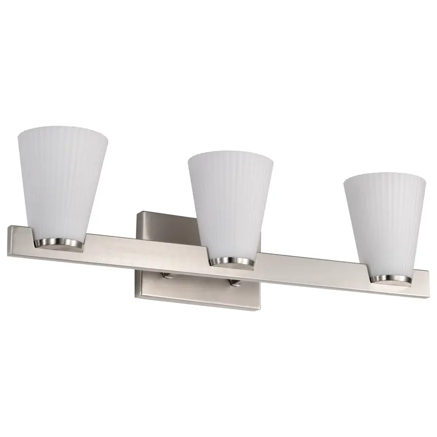 Royale 3-Light Vanity in Brushed Nickel with Ribbed White Glass - Image 5