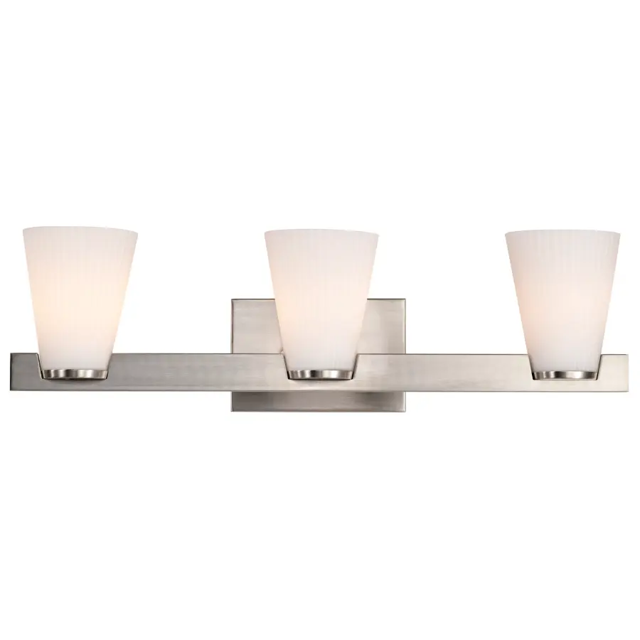 Royale 3-Light Vanity in Brushed Nickel with Ribbed White Glass - Image 8