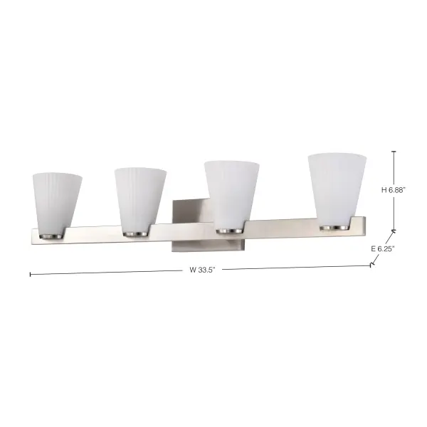 Royale 4-Light Vanity in Brushed Nickel with Ribbed White Glass - Image 13