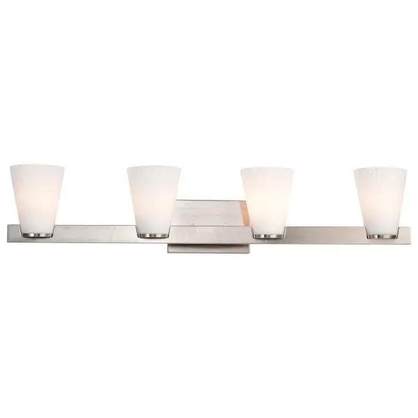 Royale 4-Light Vanity in Brushed Nickel with Ribbed White Glass - Image 6