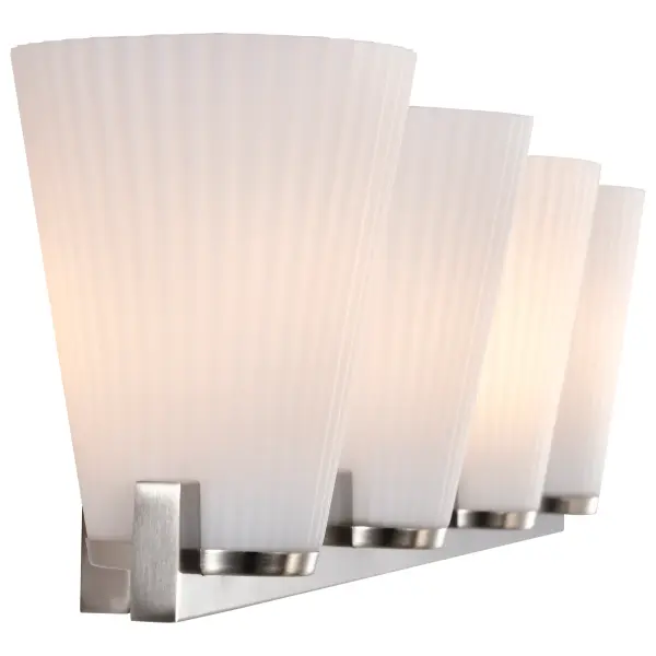 Royale 4-Light Vanity in Brushed Nickel with Ribbed White Glass - Image 8