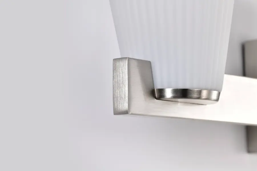 Royale 4-Light Vanity in Brushed Nickel with Ribbed White Glass - Image 9