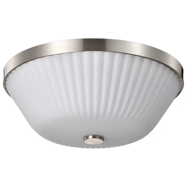 Royale 3-Light Flush Mount in Brushed Nickel with Ribbed White Glass - Image 1