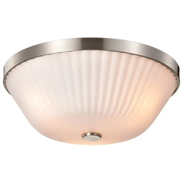 Royale 3-Light Flush Mount in Brushed Nickel with Ribbed White Glass - Image 2
