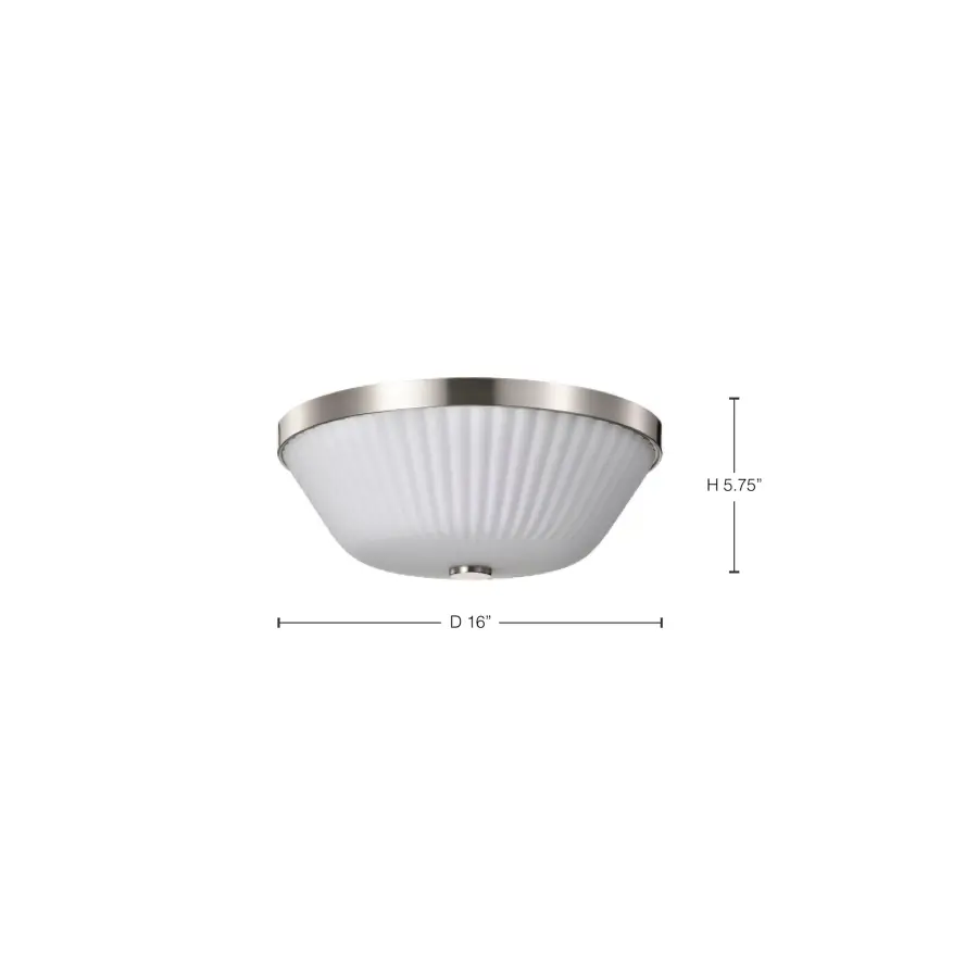 Royale 3-Light Flush Mount in Brushed Nickel with Ribbed White Glass - Image 11