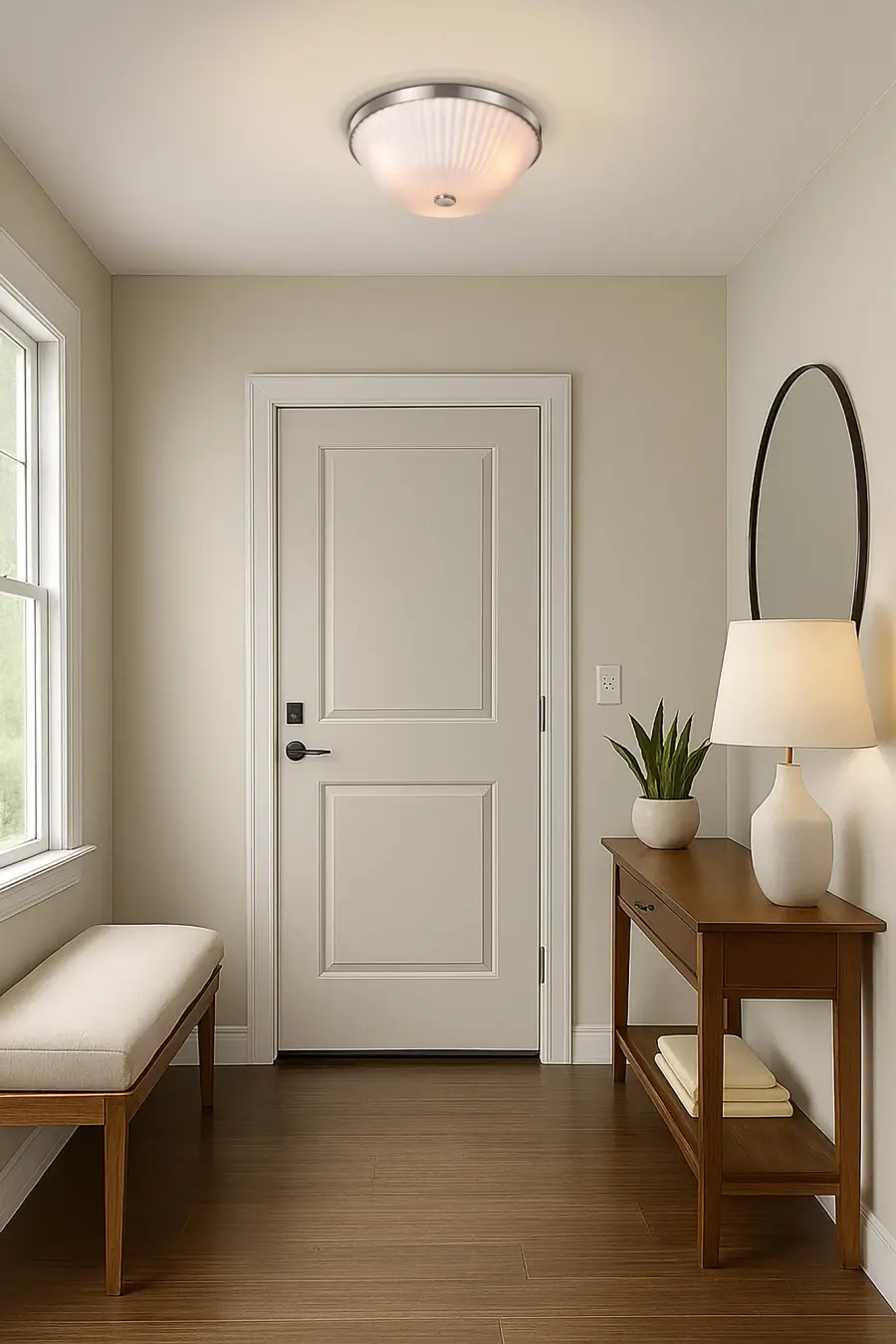 Royale 3-Light Flush Mount in Brushed Nickel with Ribbed White Glass - Image 12